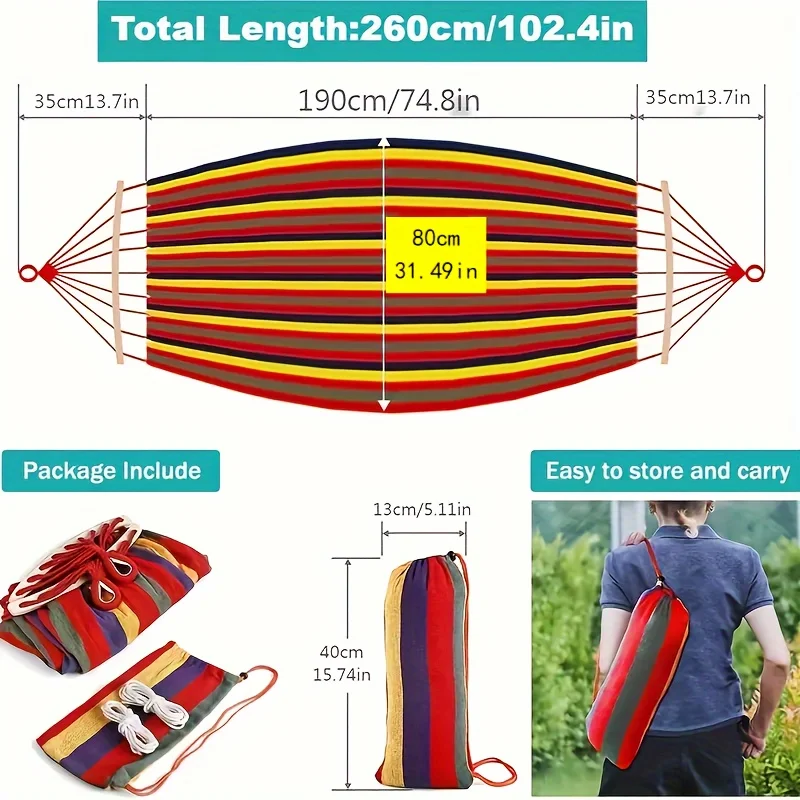 1 szt. Hamak zapobiegający przewróceniu się z paskami na drzewie, przenośny hamak z torbą do przechowywania, idealny do wypoczynku na świeżym