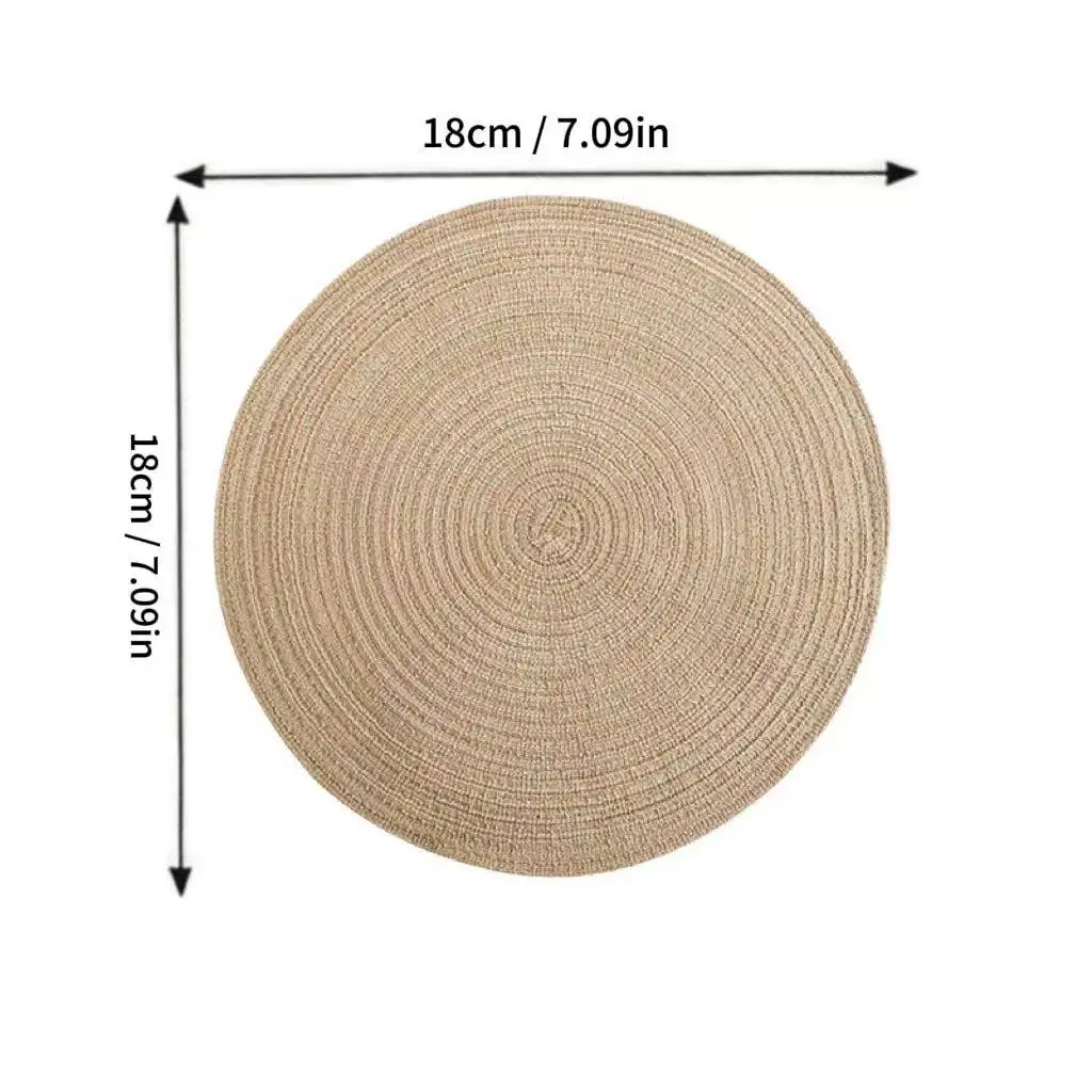 Handmade Round Woven Placemat, Heat‑Resistant Braided Table Mat for Kitchen Dining Table Decoration