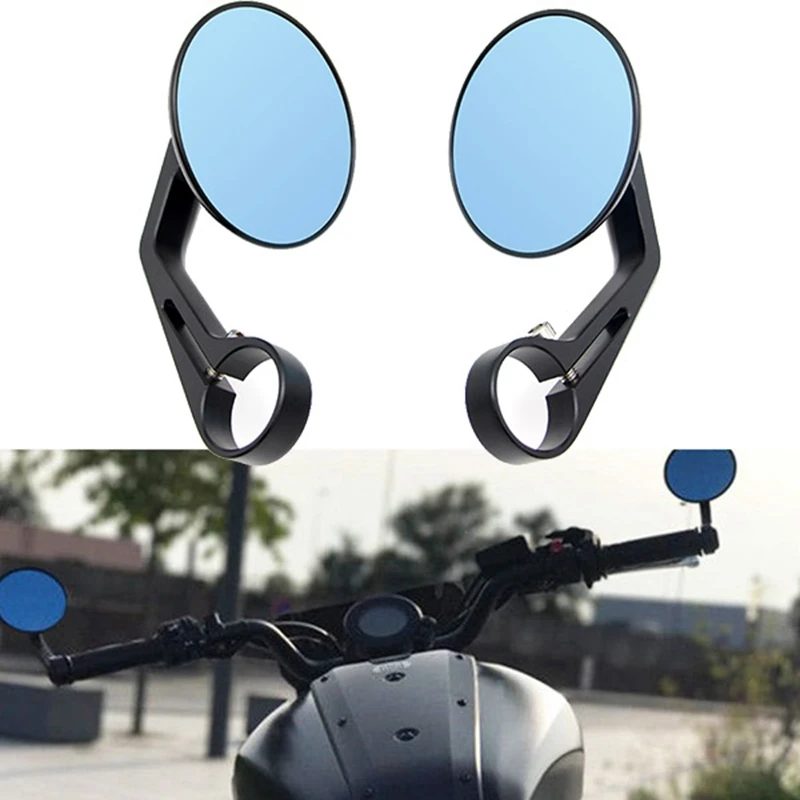 CNC Round 7/8Inch Motorcycle Mirrors,Universal Motorcycle Rearview Side Mirrors for Cafe Racer Sports Bike Choppers Cruise