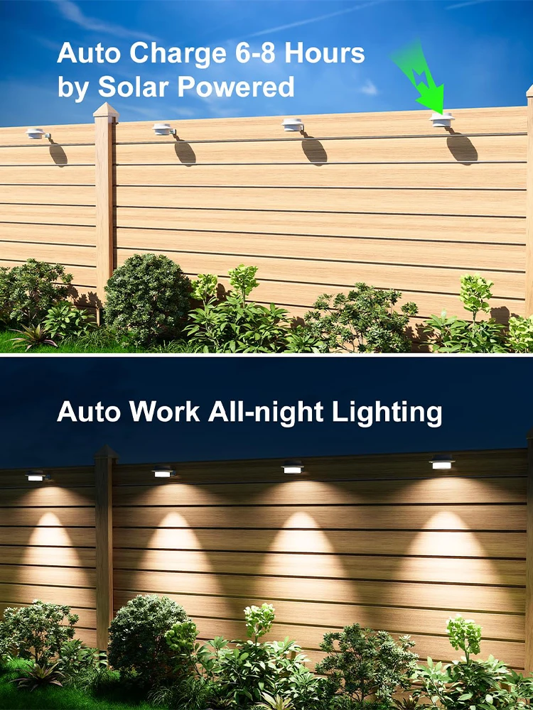 Solarbetriebene Außenleuchten mit 3 LED-Lampen, automatisches Ein-/Ausschalten, Wand-/Dachrinnen-/Zaunmontage, warmweißes Licht, für Garten, Terrasse, Hof, Camping, BB