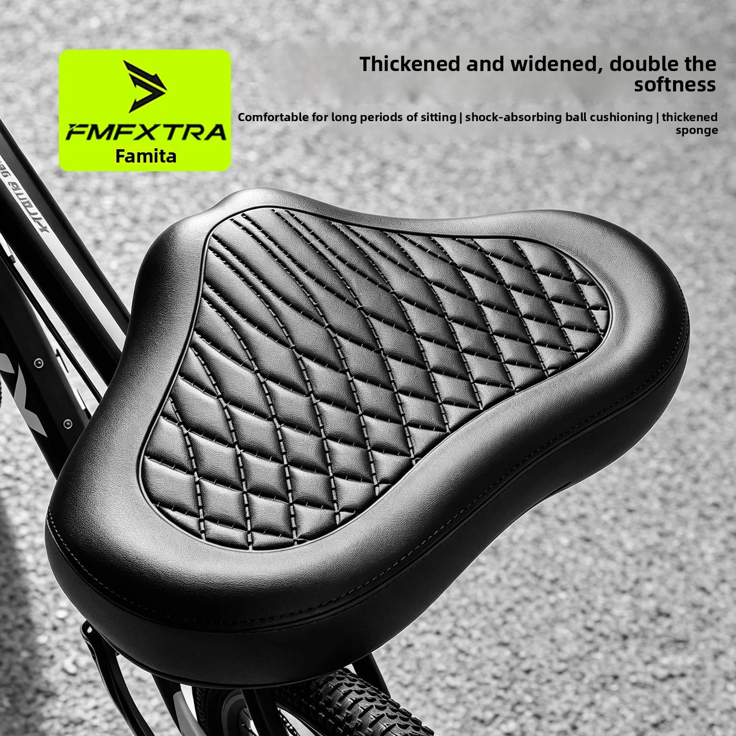 Selle de vélo rehaussée, selle de VTT épaissie et imperméable 412, selle sans nez pour vélo électrique