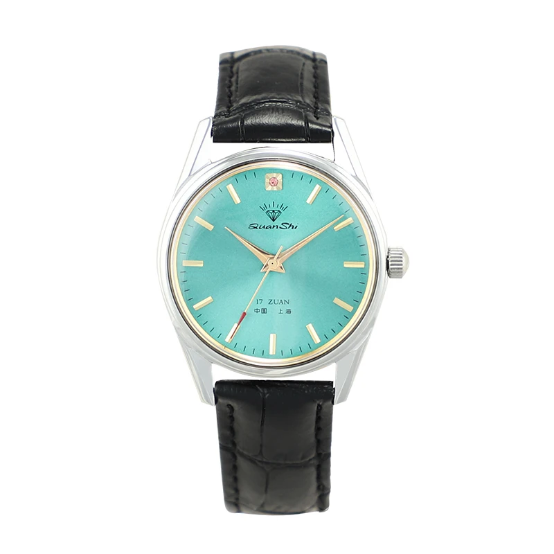 

Fashion Luxury Shanghai Mechanical Watch Diamond Brand Green Dial Waterproof Stainless Steel Leather Strap Mens Watch Starking