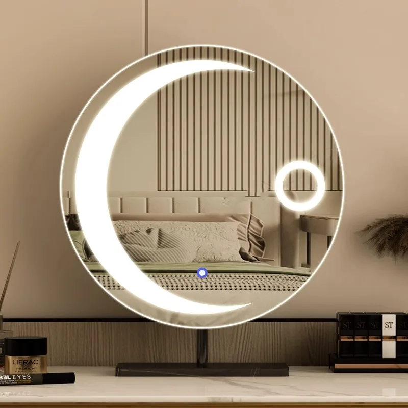 Moon Desktop Led Makeup Mirror Desktop Light Luxury with Light Bedroom Smart Princess Dressing Mirror