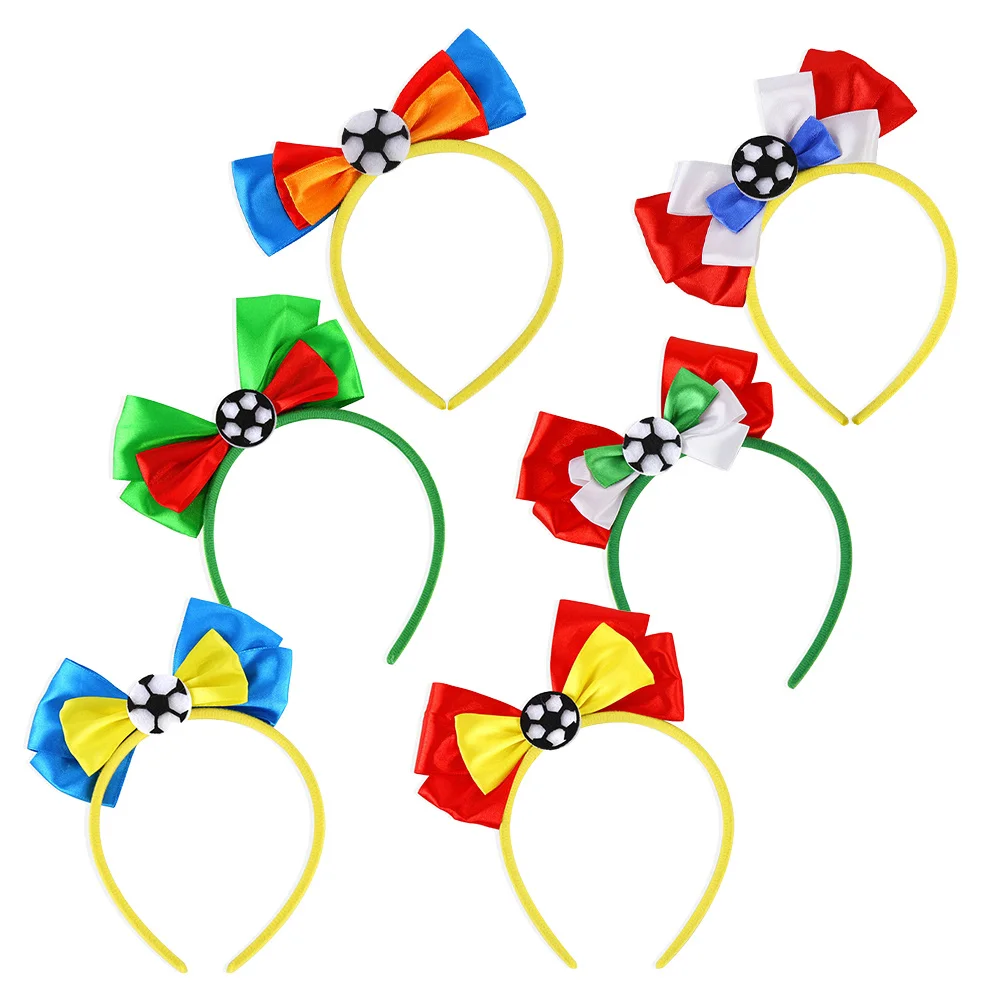 6 قطعة أغطية الرأس لكرة القدم مهرجان حفلة هيرباند الاحتفال رئيس الديكور مباراة كرة القدم المشجعين الملحقات الملونة #2