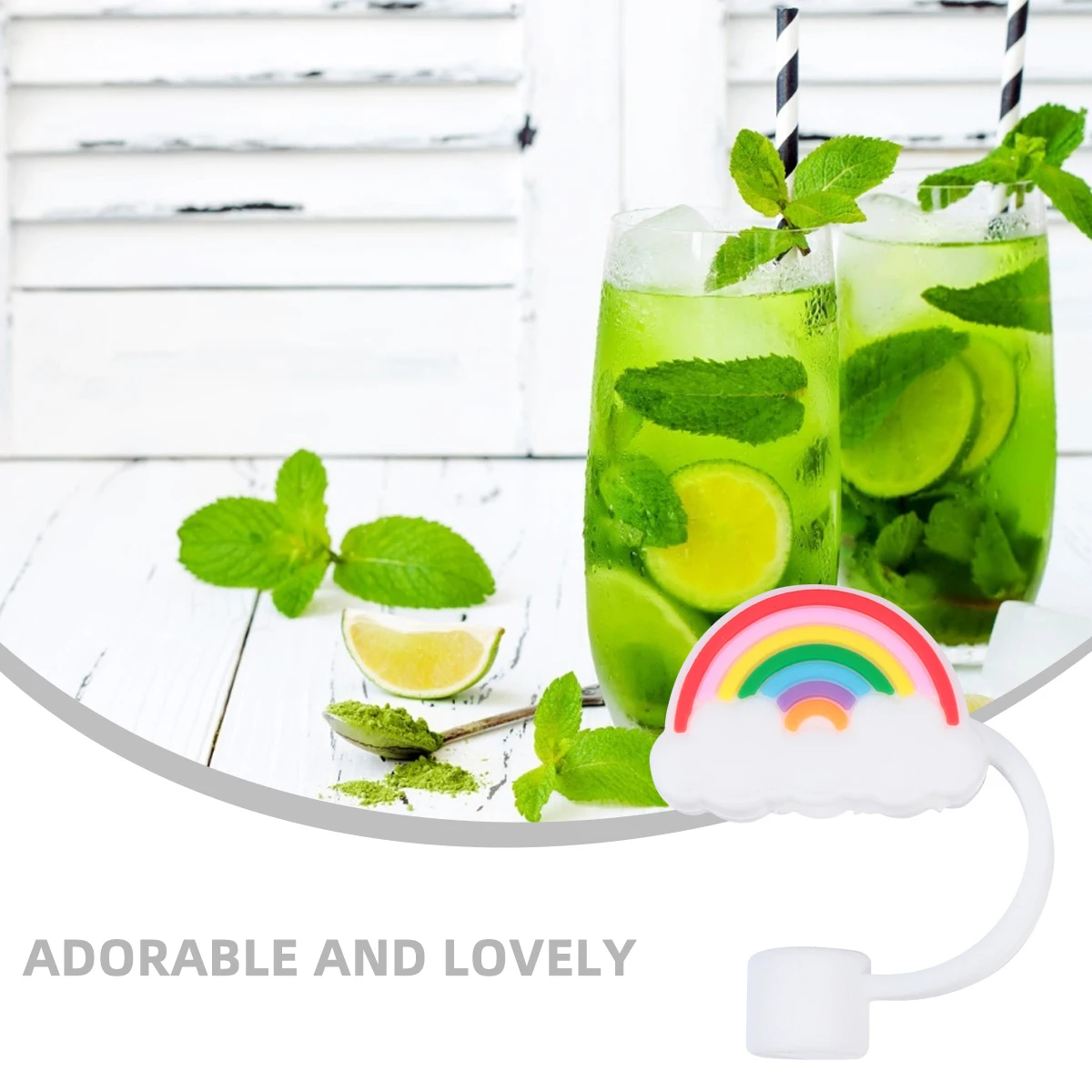 

Silicone Straw Cover Protector Dust Proof Leak Proof Rainbow Shape for 6 8mm Straws Bar Accessories Kitchen Bartender Tools