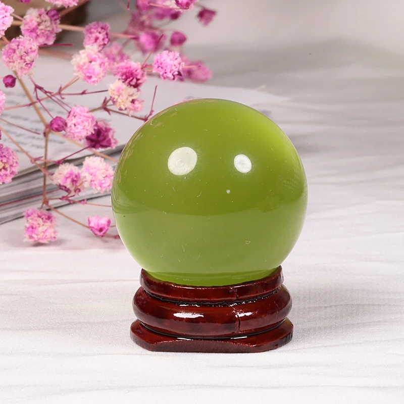 

35mm 40mm Mini Cat Eye Gemstone Sphere Ball Decor Reiki Howlite Turquoise With Wooden Base Home Decoration Room Ornaments Gift