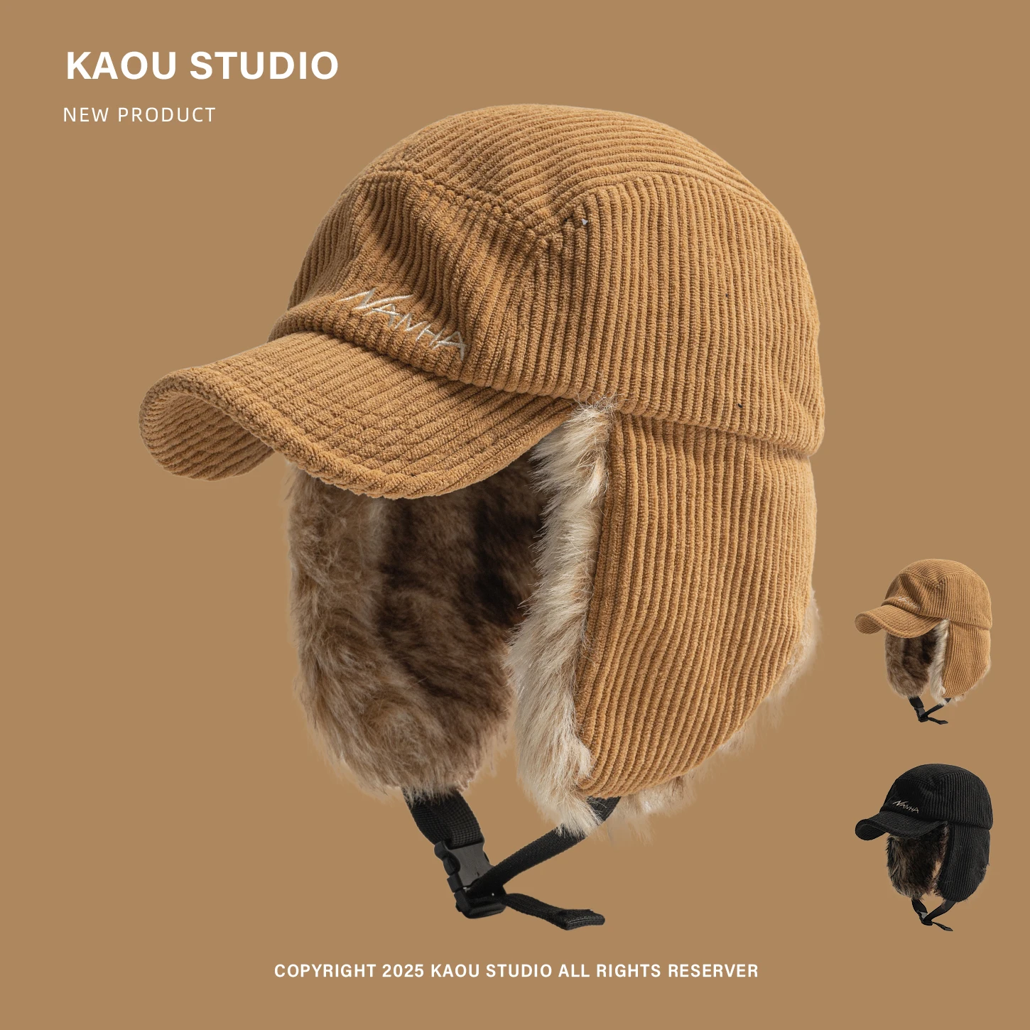 

Corduroy Retro Winter Ear Protection Lei Feng Hat for Men and Women, Warm Outdoor Ski Pilot Hat Trendy