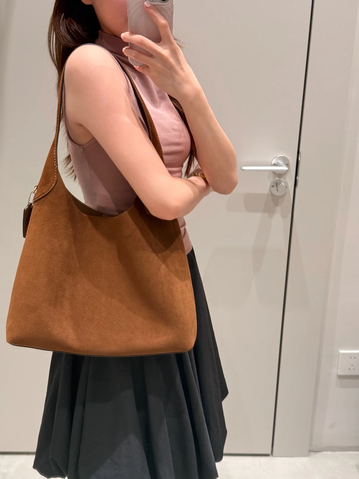 Brooklyn 34 Hobo Large Capacity Leather Shoulder Handbag Tote Bag Shopping Bag Casual Minimalist Style Detachable Strap image 3