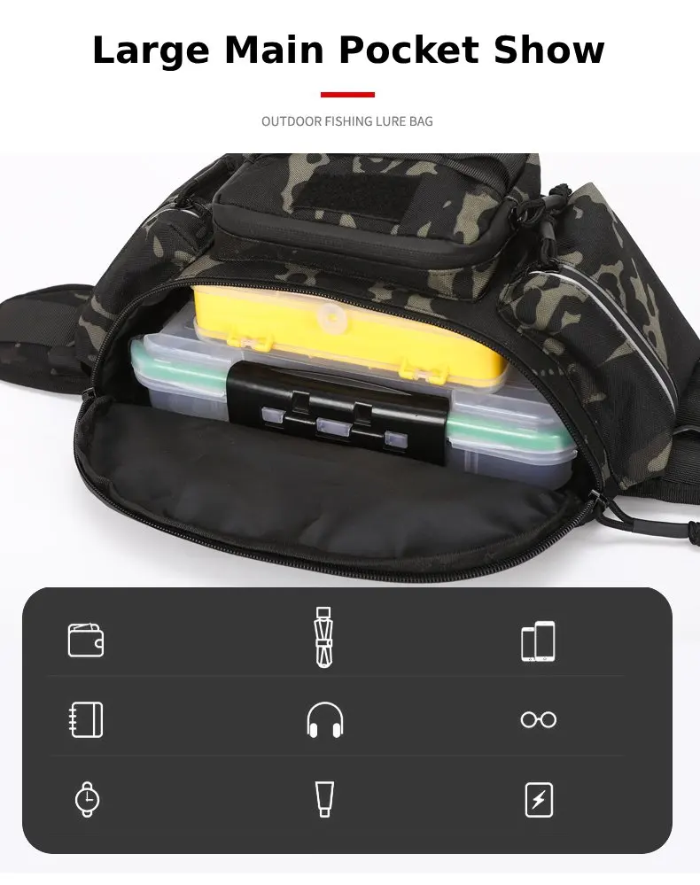 Multifunktionale Hüfttasche Taktische Camping-, Wander-, Kletter-, Brust-, Hüft- und Umhängetasche Angelzubehör-Köder-Aufbewahrungsrucksack – Detail 6