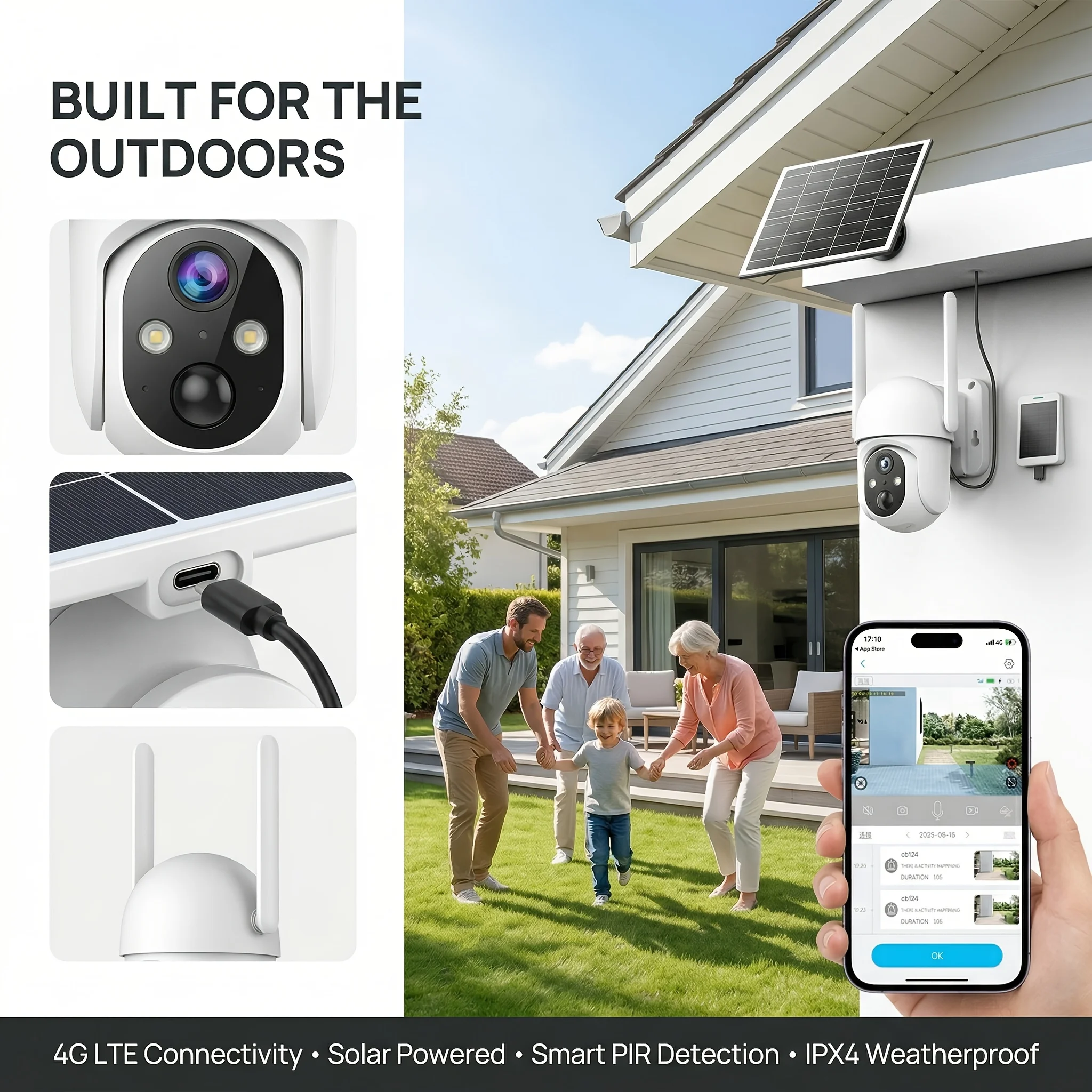 2-in-1 Solar Security Camera w - Motion Sensor Pir Wired บทวิจารณ์และราคา