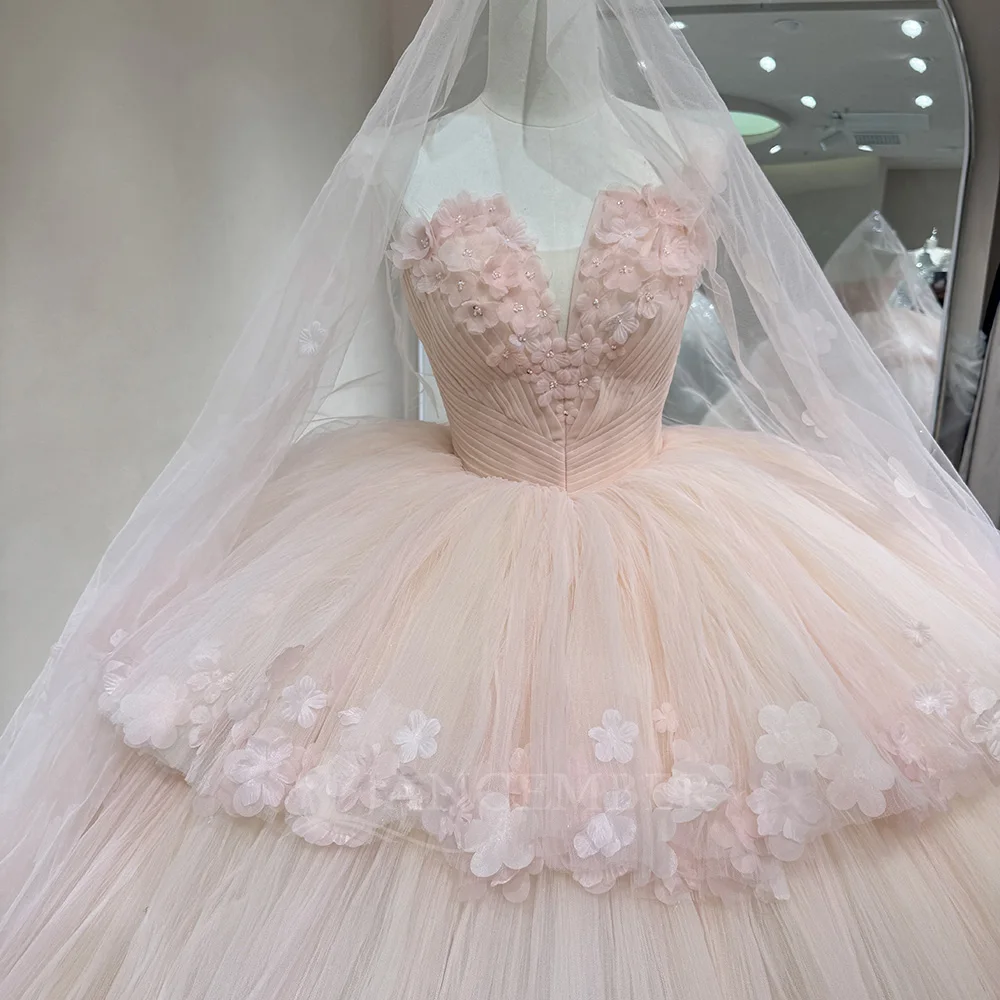 فساتين زفاف متدرجة مخصصة على الموضة بدون أكمام مزينة بالدانتيل زي العرائس برباط من الخلف رداء فيستدو دي نوفيا #5