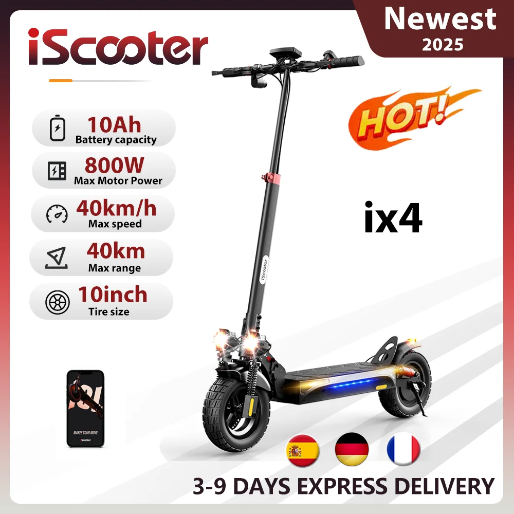 IScooter-patinete eléctrico iX4 de 800W, Motor de 48V, 15Ah, 40-45km de alcance, velocidad de 45 km/h, freno de disco Dual, plegable, todoterreno, con aplicación