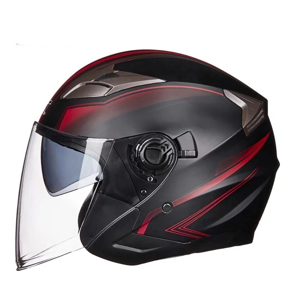 New Double Lens Motorcycle Helmet Half Face Adjustable Flip Helm Flip Up Casco Moto Four Seasons