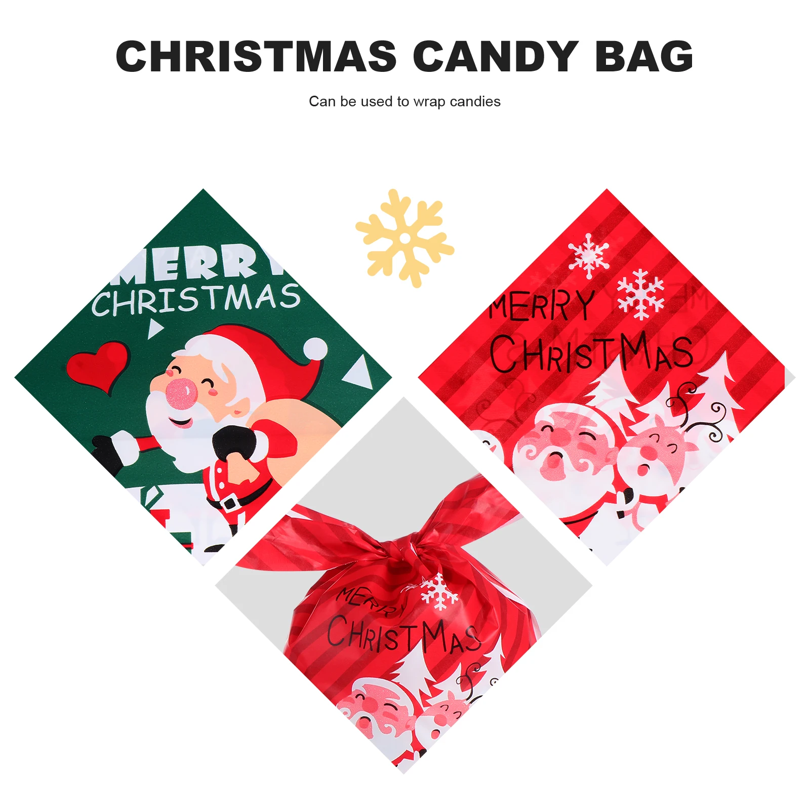 

100Pcs Candy Packing Bag Christmas Gift Bag with Rabbit Ear Design for Candies Nougat Biscuits Party Favors Heavy Duty Not Easy