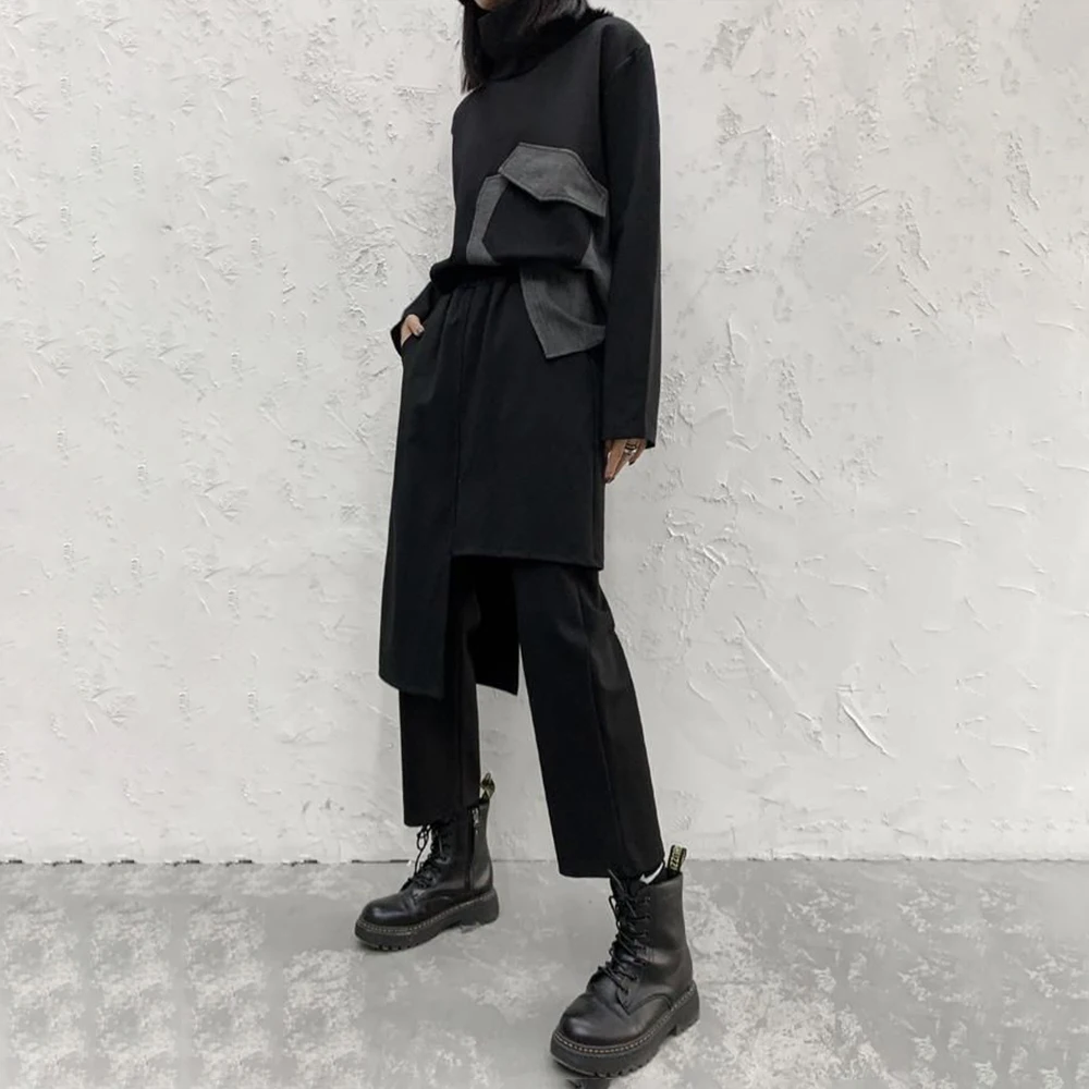 

XS-5XL Winter New Men's Patchwork Wide-Leg Skirt Pants American Retro Fashion Trendy Street Casual Loose Niche Men's Bottoms