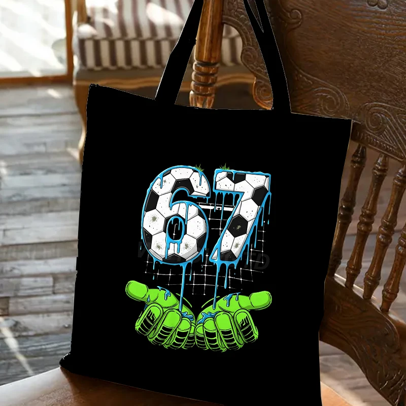 

Холщовые сумки Harajuku Soccer & Palm с номером 67, мужские и женские модные футбольные сумки для любителей фанатов, сумки на плечо Six Seven
