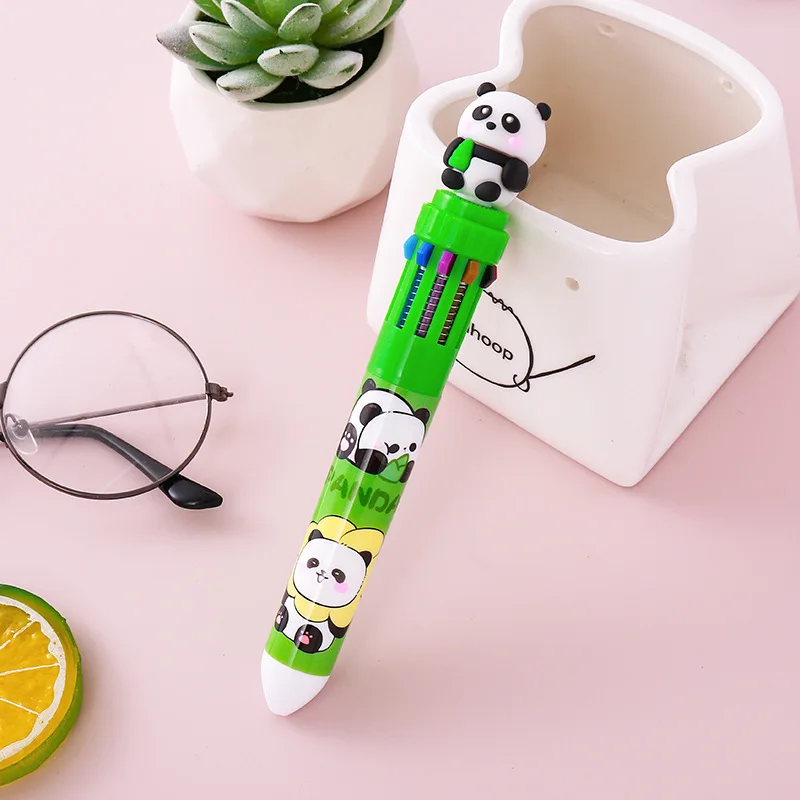 10-in-1 Kawaii Panda Gel Pen Multi-Color Writing Tool Creative Multi-color Ballpoint  Panda Ball Pen for School Office