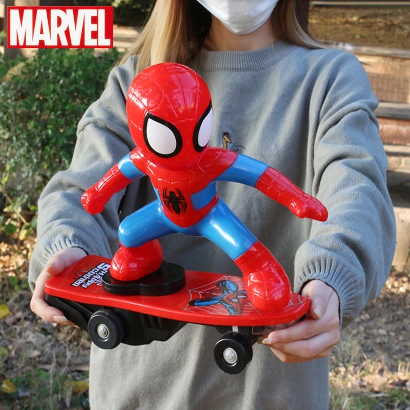 Marvel Spiderman Automatic Flip Rotation Skateboard Acousto-Optic Car Ultraman Electric Music Toy Stunt Scooters Birthday Gift