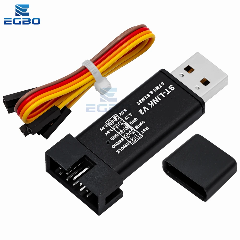 1PCS EGBO  1Set ST LINK Stlink ST-Link V2 Mini STM8 STM32 Simulator Download Programmer Programming With Cover DuPont Cable