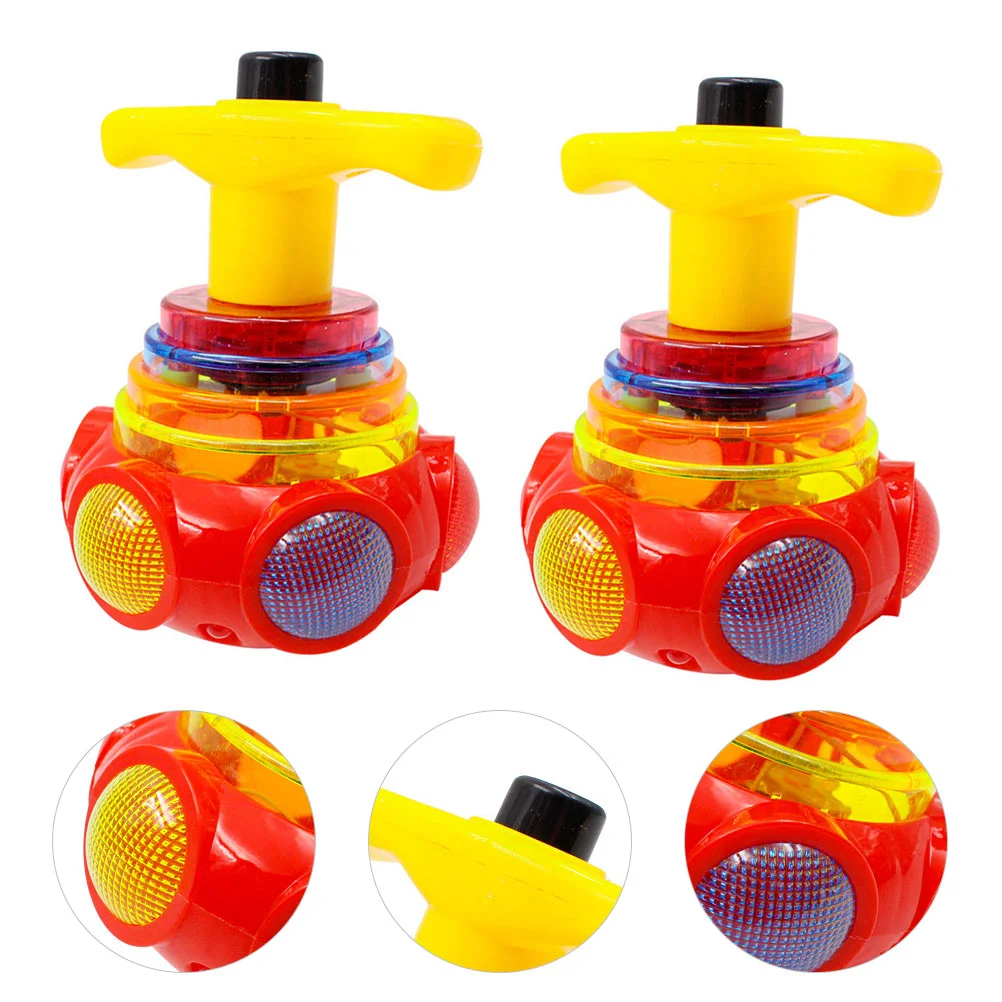 2 Pcs Colorful Ufo Music Spinning Top Flashing Gyro Toys for Kid Kids Childrens