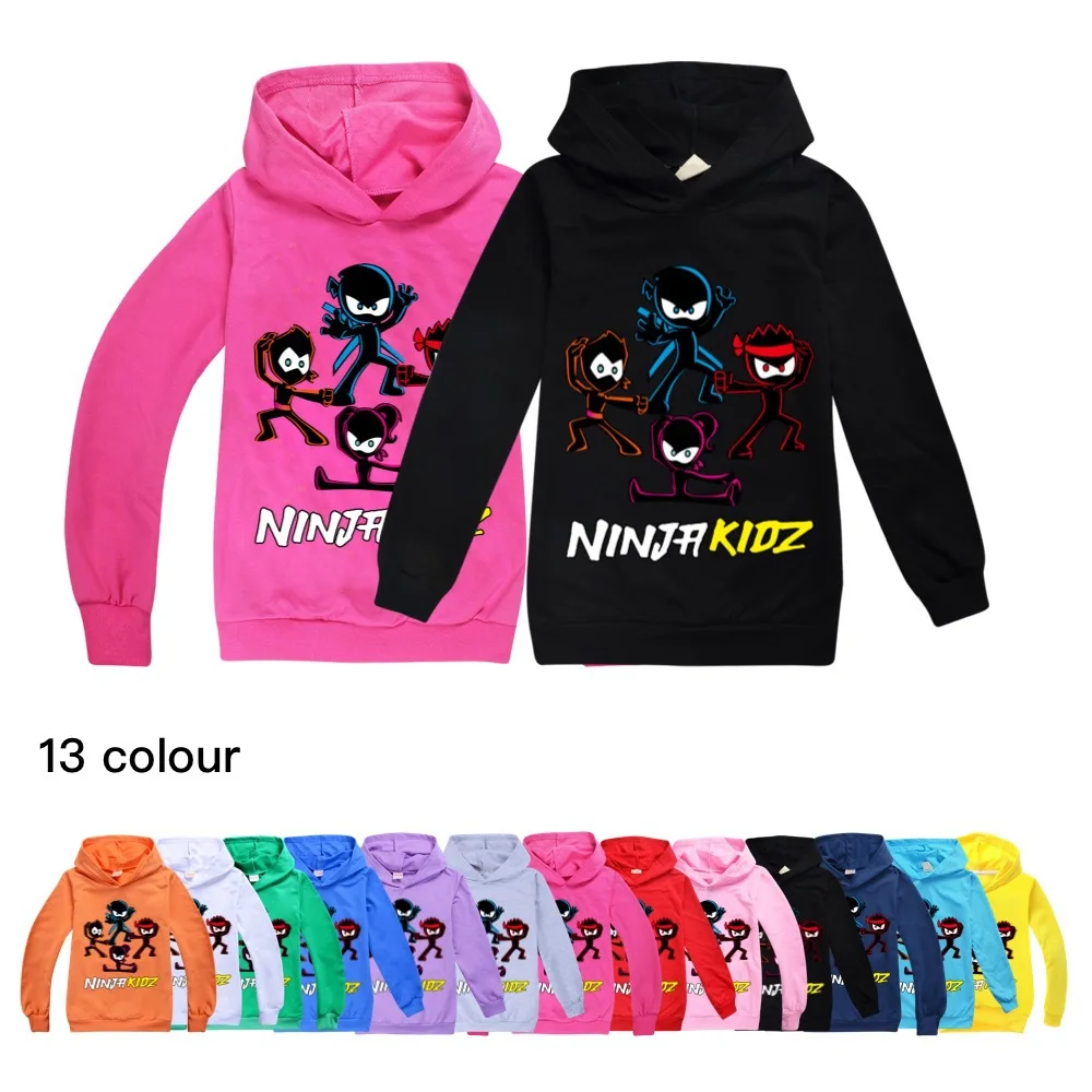 NINJA KIDZ Kids Clothes Boys Girls Cotton Sweatshirt Anime Game Pullover Hip Hop Teenager Hoodie Children Clothing 3-15Y