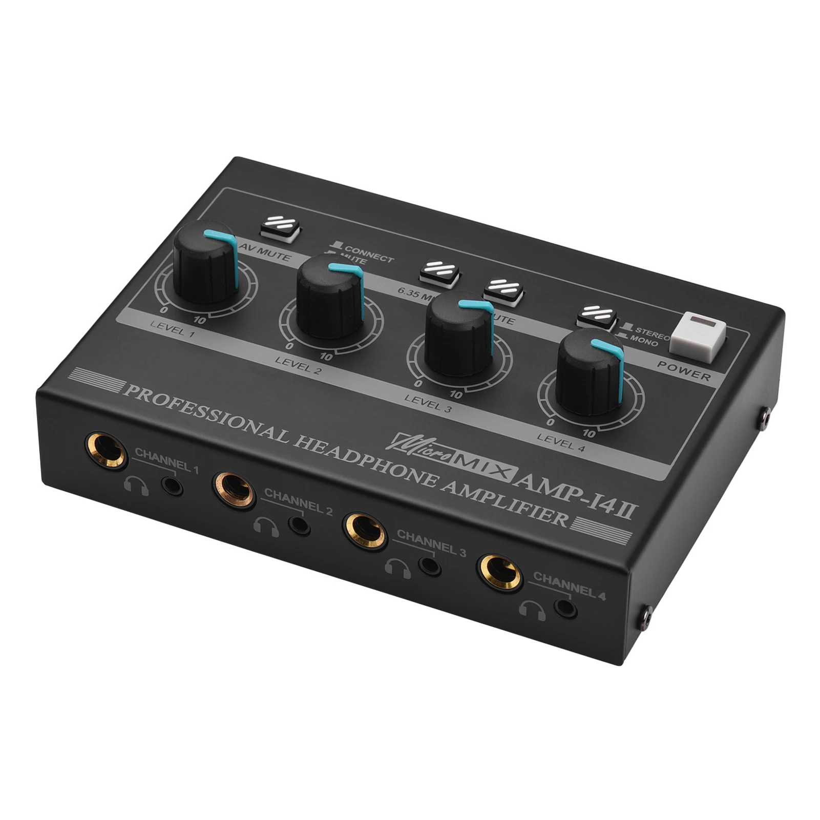 

AMP-14 4-Channel Headphone Amplifier Compact Stereo Headphone Amp with RCA/6.35mm/3.5mm Input Volume Control