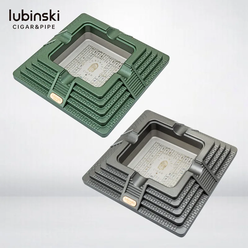 LUBINSKI Cigar Ashtray Zinc Alloy Four Cigar Slots Pyramid Shape Desktop Luxury Large Capacity Ashtray Cigar Accessories