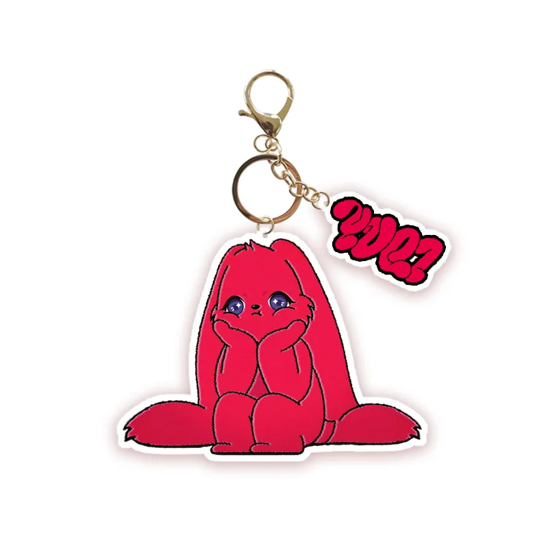 KPOP (G)I-DLE عضو YUQI ألبوم YUQ1 الكرتون سلسلة مفاتيح مصنوعة من الأكريليك الأحمر أرنب حامل الشكل جراب هاتف الذكية توك مروحة جمع هدية