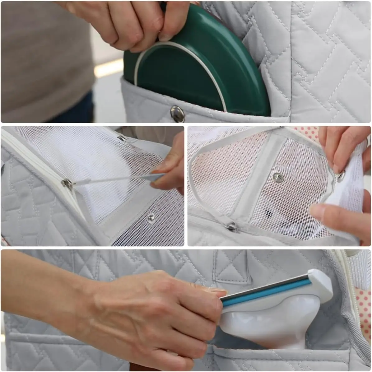 Patazone Pet Transport Bag for Small Cats Puppies One Large Bag with Multiple Pockets Soft Mesh Breathable Cushion for Outdoor