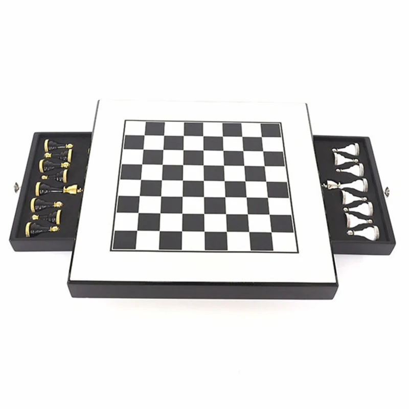 Luxe Internationale Schaken Set Metalen Schaakstukken Grote Familie Tafel Board Games Voor Kinderen Volwassen Nordic Home Decor Ornamenten