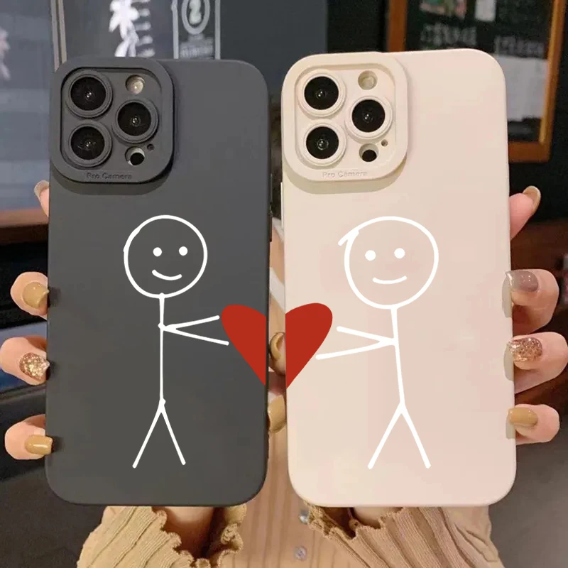 Cartoon Matchman Love Heart Anti-fall Phone Case For Samsung Galaxy S26 S24 S25 S22 Ultra Plus A16 A35 A56 A36 A55S23 S21  Cover