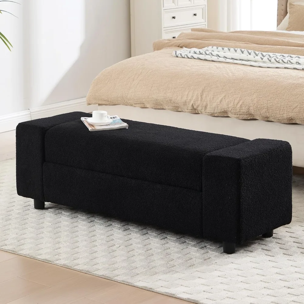 

Teddy Storage Ottoman Bench for Bedroom, Comfy Boucle End of Bed Bench with Large Hidden Storgae Space, 55 inches Window Bench f
