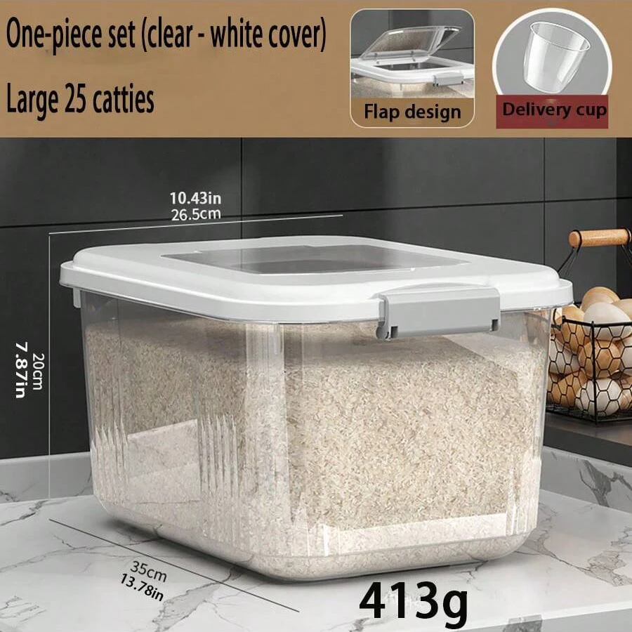 Household Rice Bucket 35 Kg Thicker 25 Kg Moisture-proof And Insect-proof Sealed Storage Box 15 Kg Rice Storage Box Rice 1PC