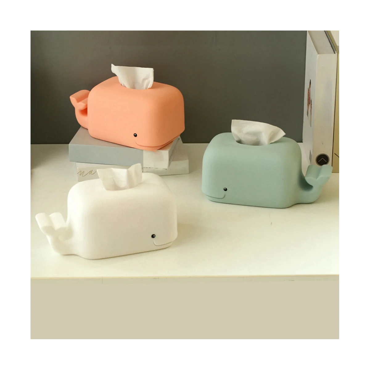 Silicone Tissue Box Phone Holder Kitchen Bathroom Home Office Storage Boxes Desktop Napkin Holder Dispenser Case-Blue