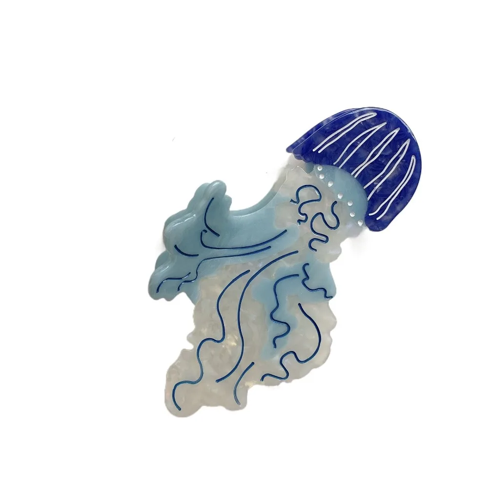 

Lovely Animal Jellyfish Hair Claw Cartoon Ocean Series Hair Grab Clip Shiny Korean Style Large Shark Clip Headdress