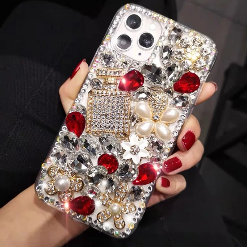 Luxury Rhinestone Phone Case for Xiaomi, Bling Diamond Cover Bag, for Redmi 9A, 9C, Note8, 9Pro, Note10S, Note11 Pro, 12Pro