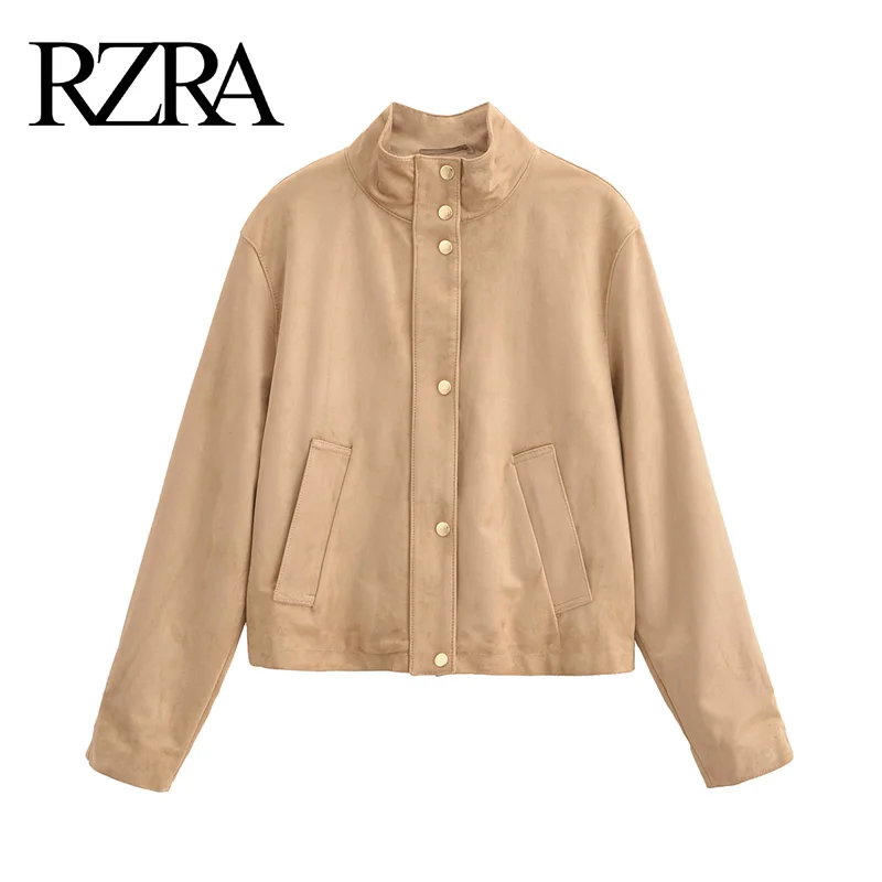 

RZRA original 2024 autumn and winter new women's artificial suede high collar long-sleeved casual jacket coat autumn versatile