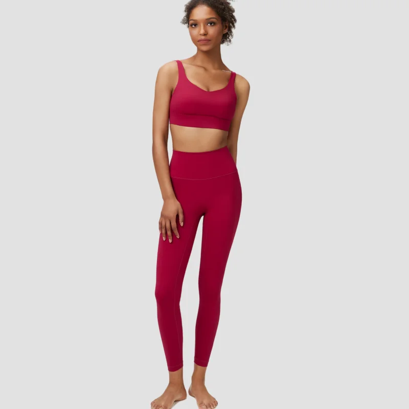 Two Pieces Fiess Sporty Yoga Set Women Solid Color Buttery Soft Gym Suit Breathable Workout Running Sportswear Female Clothes