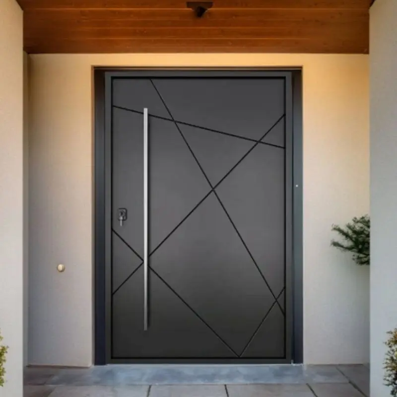Latest Design Aluminum Alloy Heavy Duty Anti Theft Door Large Sized Bulletproof Hinged Doors Rainproof Rustproof Entrance Doors