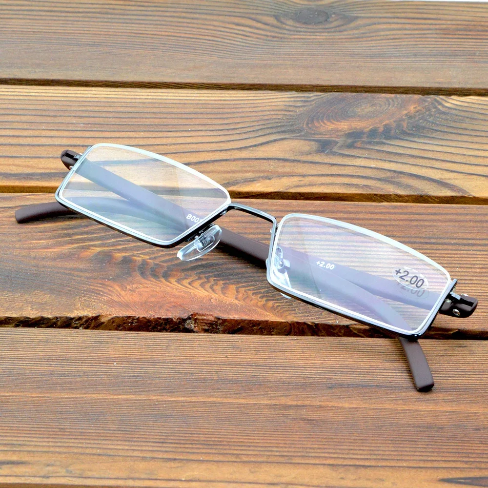 

Clara Vida Up Half-rim Alloy Brown Frame Portable Spectacles Multi-coated Lenses Fashion Reading Glasses +0.75 To +4 with CASE