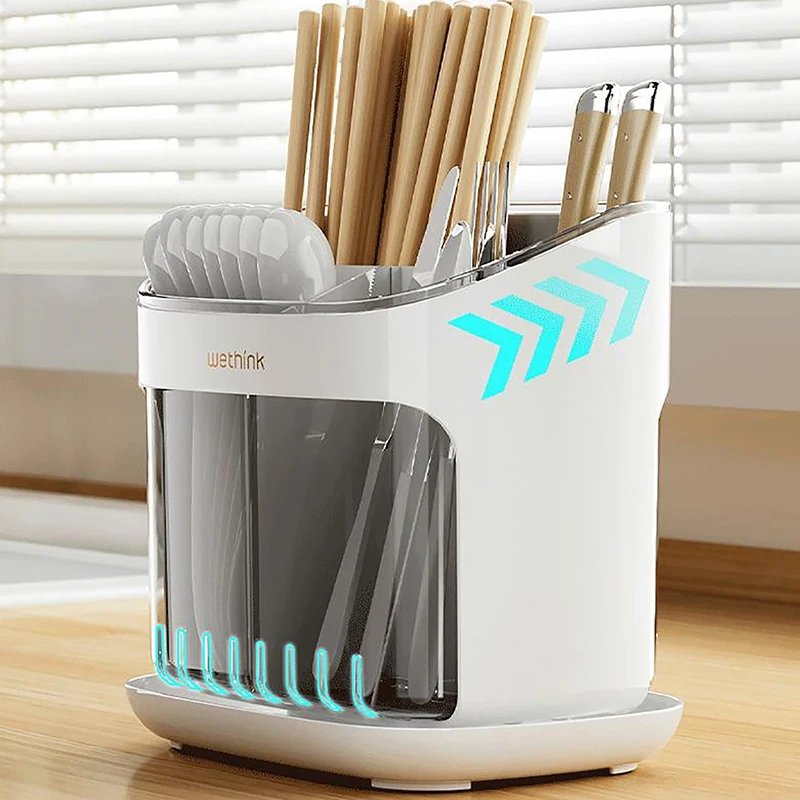 Multifunctional Chopstick Cage with Detachable Drainage Tray Large Kitchen Storage Rack Tableware Holder