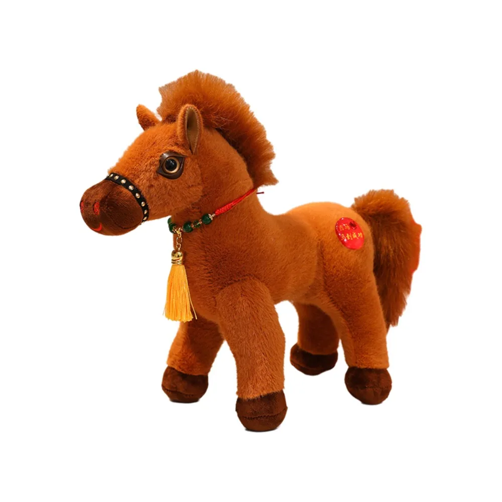 Simulação primavera festival mascote brinquedo cavalo cauda macia pp algodão recheado pônei brinquedos de pelúcia 20/25/30cm com borla