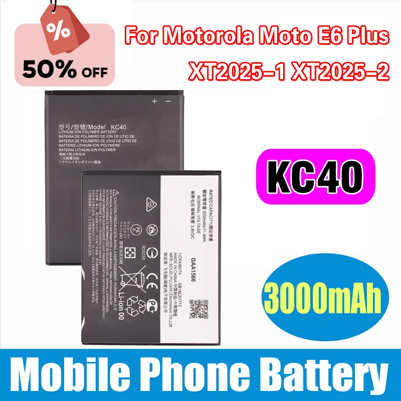 

Совершенно новый аккумулятор KC40 3000 мАч для Motorola Moto E6 Plus XT2025-1 XT2025-2, аккумуляторы для мобильных телефонов