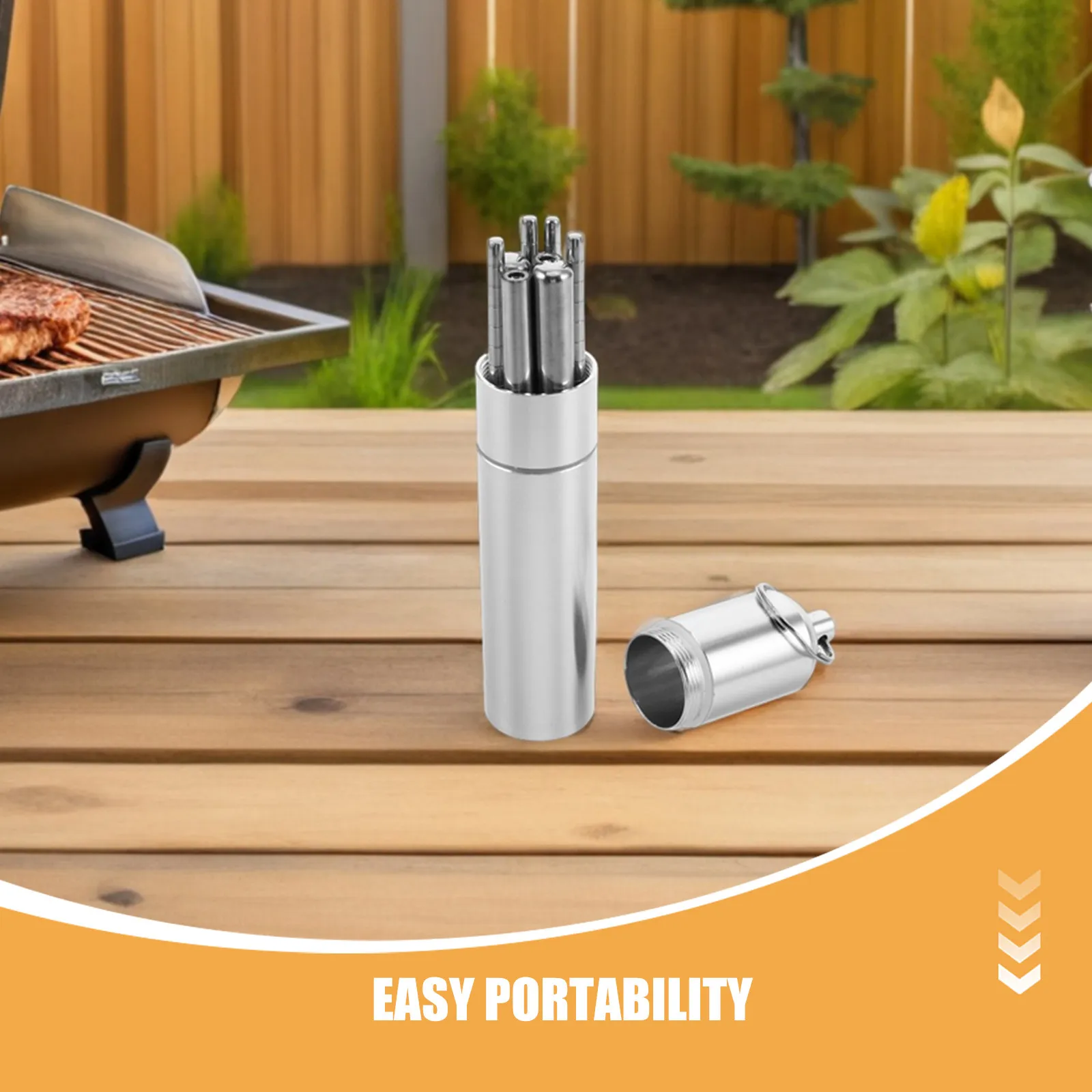 2Sets Foldable Chopsticks Stainless Steel Portable Reusable Travel Utensils Case Compact Folding Cutlery Hiking Camping Picnic view 6
