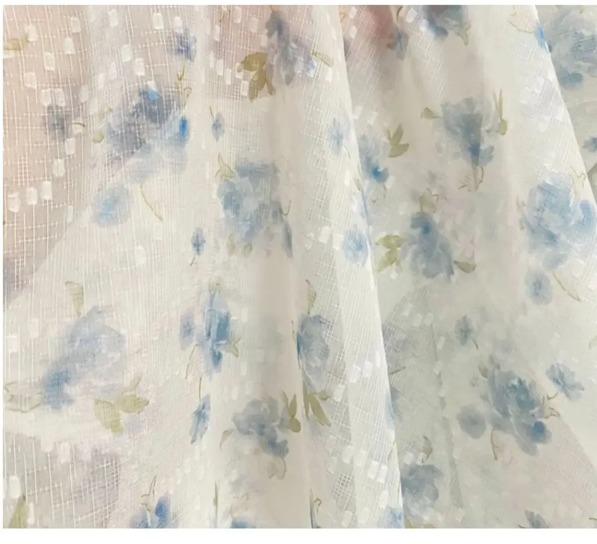 Tkanina żakardowa z bawełny woalowej w kwiaty, półprzezroczysta, lekka, wysokiej jakości materiał na spódnice, sukienki, ozdoby do włosów, odzież DIY.