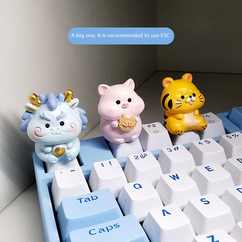 Keycap 12 Zodiac Cute Animals Cross Axis Keyboard Special OEM R4 ESC Cartoon Decoration Key Cover