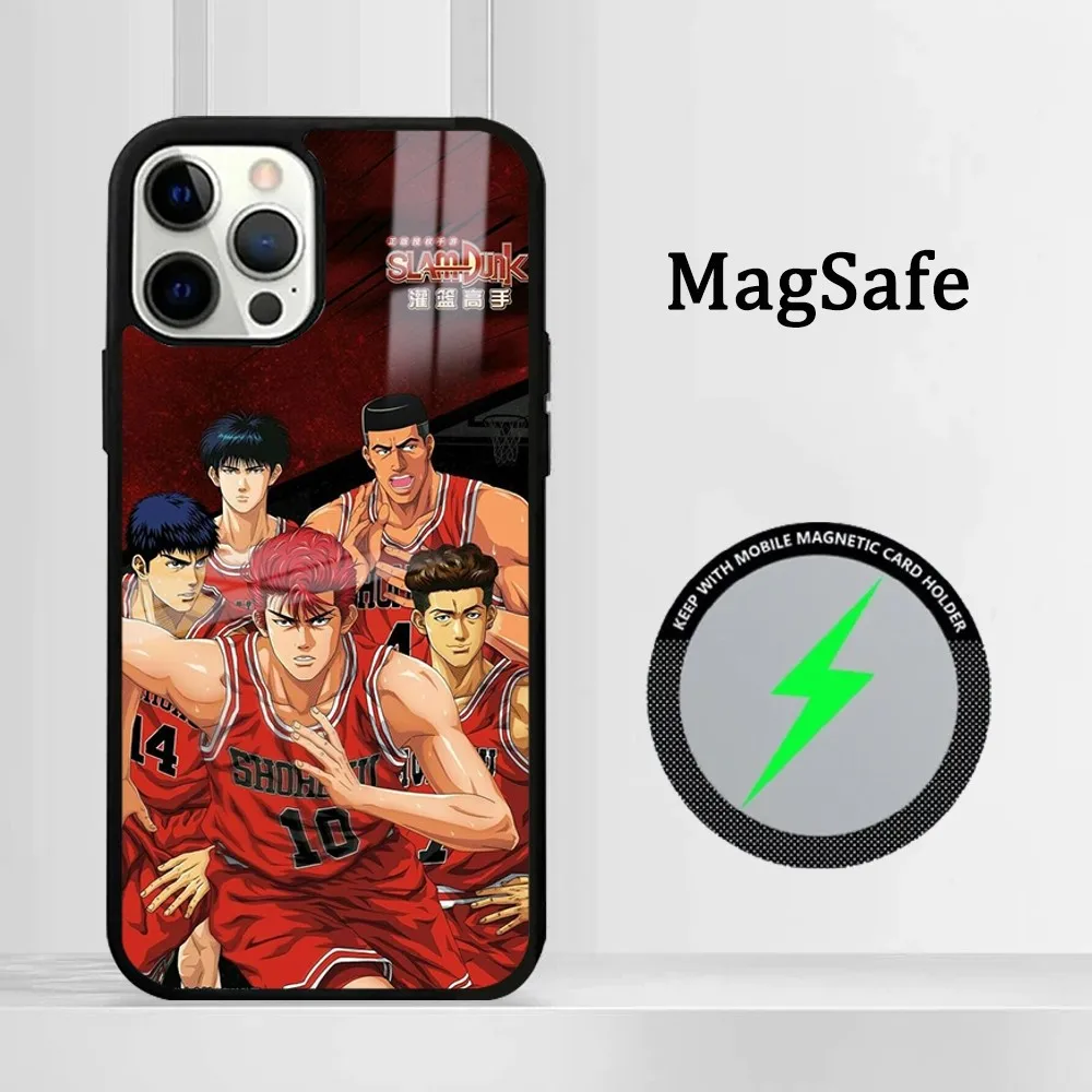 S-Slam Dunk Anime Basketball Phone Case For IPhone 16 15 14 13 12 11 Pro Max Plus Mini Magsafe Mirror Wireless Magnetic Cover