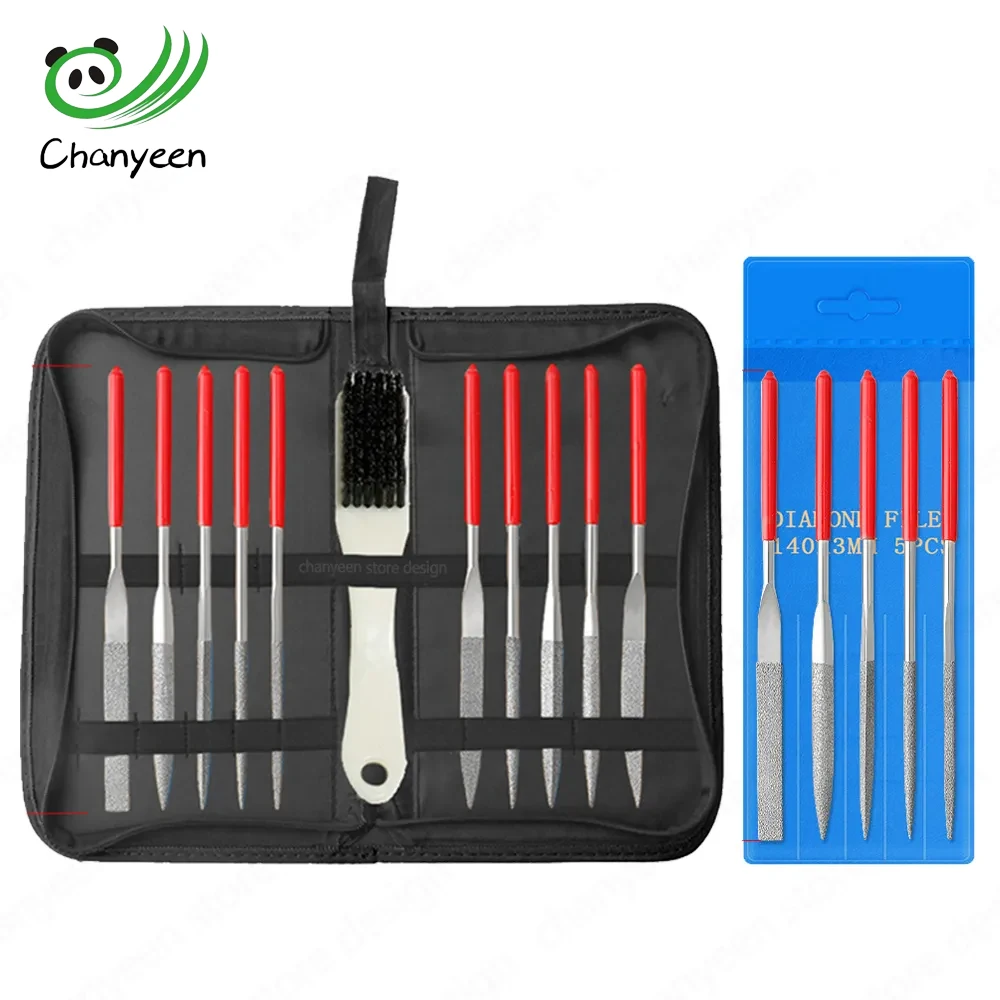 مجموعة ملفات الماس مقبض بلاستيكي حجر معدني طحن ملف إبرة الماس المسطح لتقوم بها بنفسك ملف عرموش الخشب إبرة أدوات تلميع المجوهرات #1