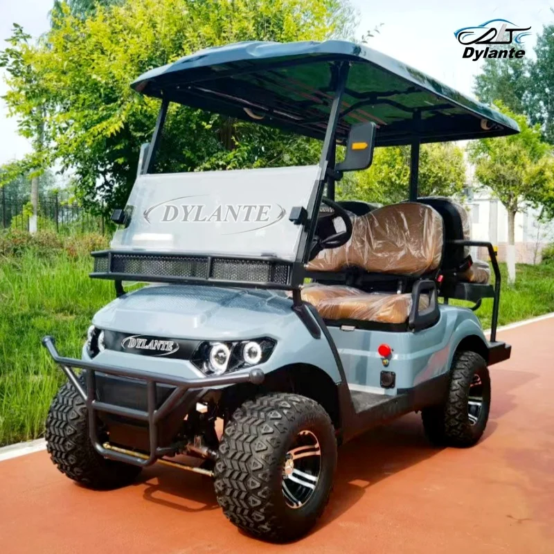 Popular Solar Panel Powered 4 Wheel Off Road Golf Cart 2+2 Seat Electric Club Car with Lithium Battery Hunting Car