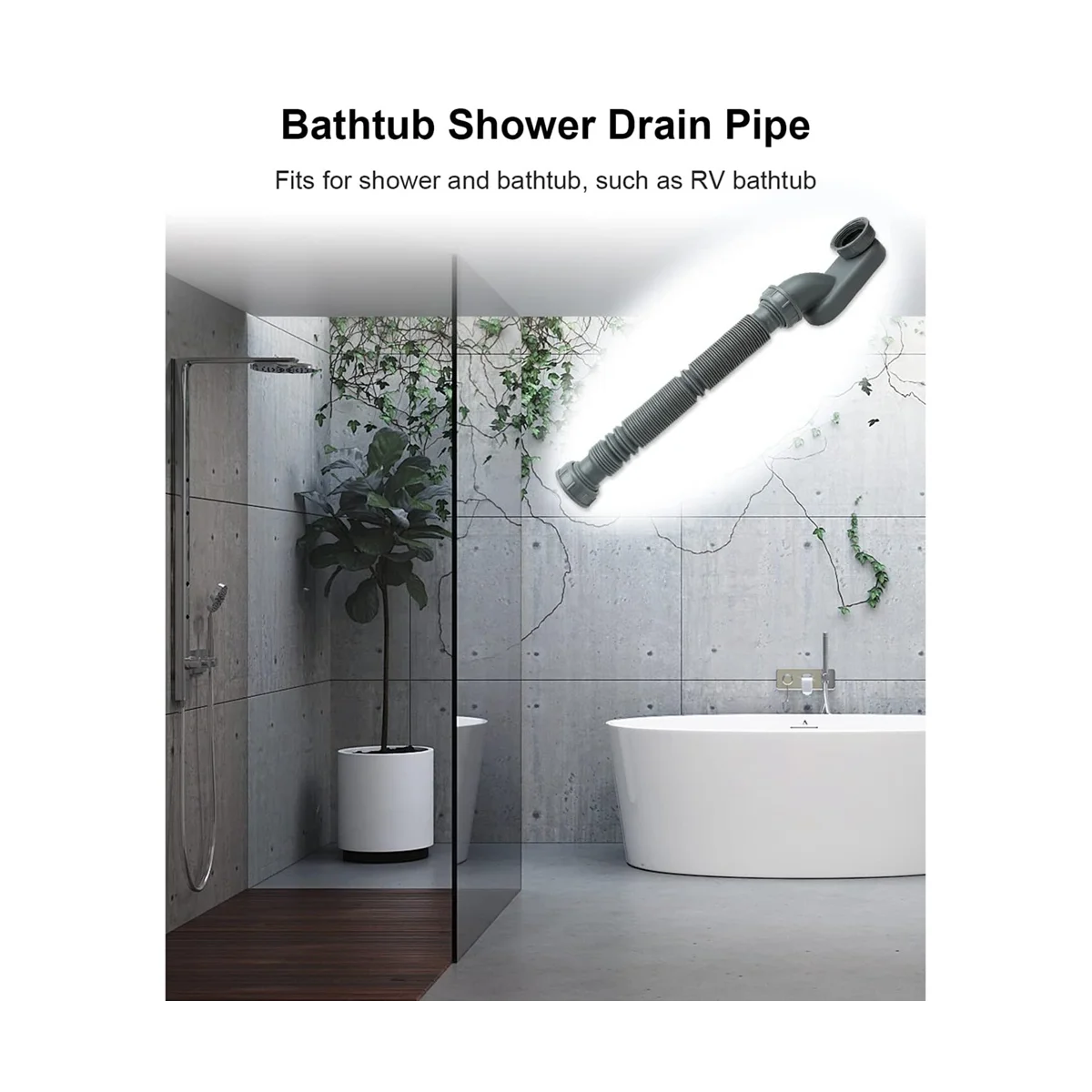 Low Profile 1 1/2 P Trap Flexible Bathtub Shower Drain Pipe Flat P Trap Free Standing Tub Drain For Bath Bathtub Drain